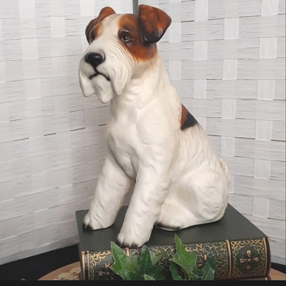 👉*VINTAGE* CERAMIC DOG STATUE ~TERRIER FIGURE ~9"H ~EXCELLENT CONDITION